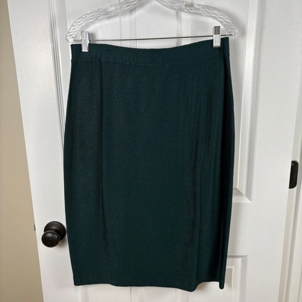 Vtg St. John Collection Skirt Suit 16 Green 3pc Knit Designer Quiet Luxury